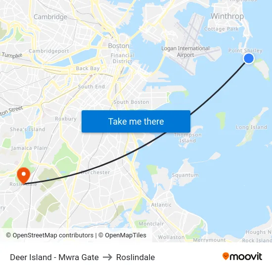 Deer Island - Mwra Gate to Roslindale map