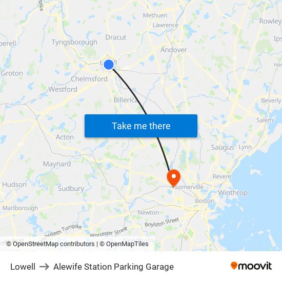 Lowell to Alewife Station Parking Garage map