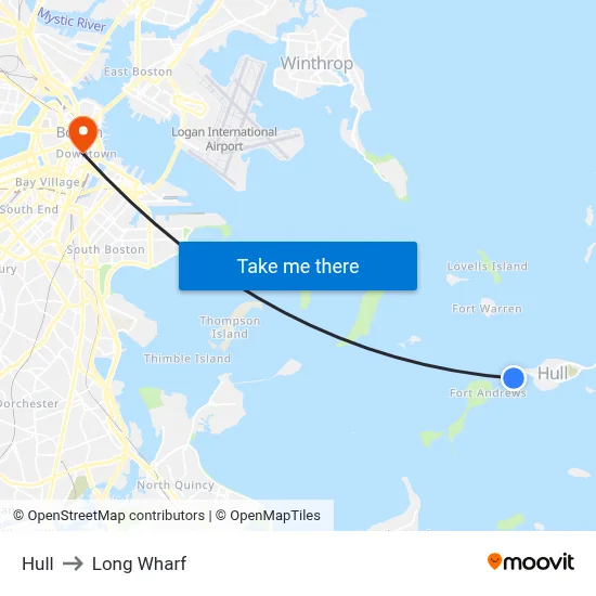 Hull to Long Wharf map