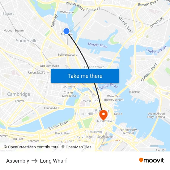 Assembly to Long Wharf map