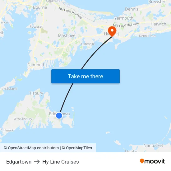 Edgartown to Hy-Line Cruises map