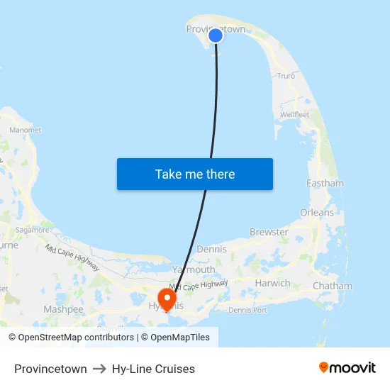 Provincetown to Hy-Line Cruises map