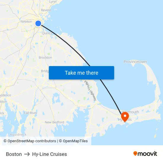 Boston to Hy-Line Cruises map