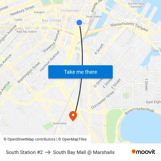 South Station #2 to South Bay Mall @ Marshalls map