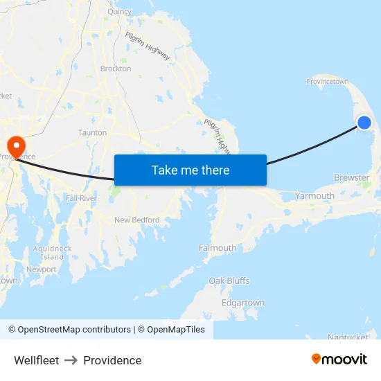 Wellfleet to Providence map