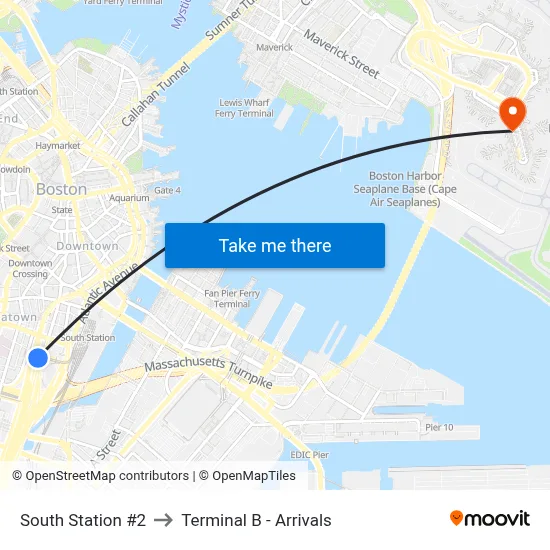 South Station #2 to Terminal B - Arrivals map