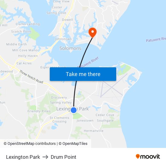 Lexington Park to Drum Point map
