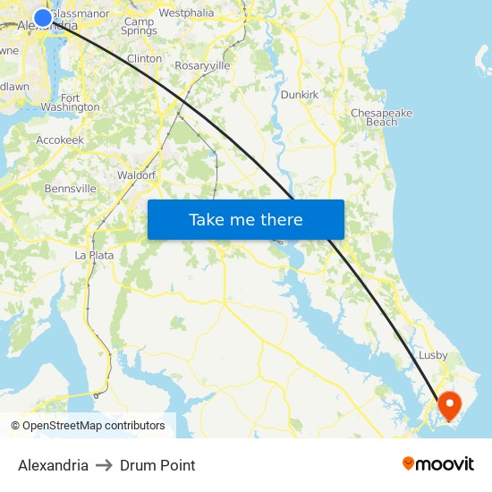 Alexandria to Drum Point map