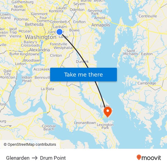 Glenarden to Drum Point map