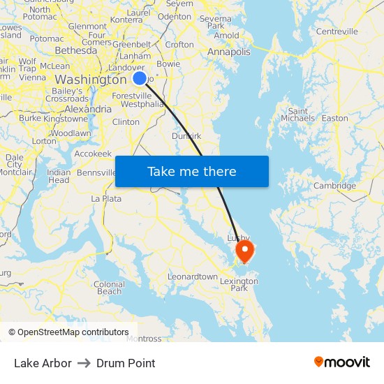 Lake Arbor to Drum Point map