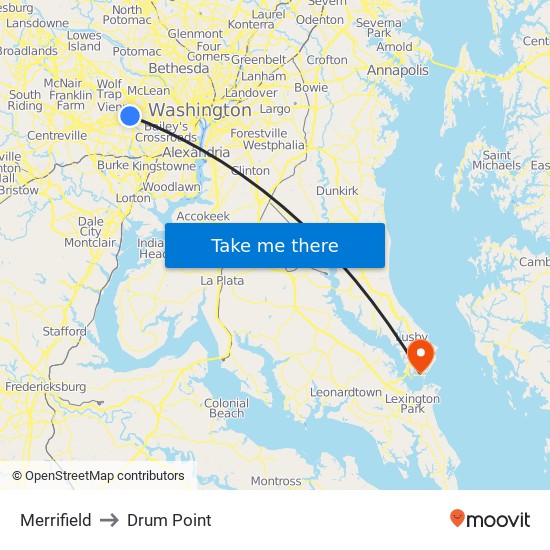 Merrifield to Drum Point map