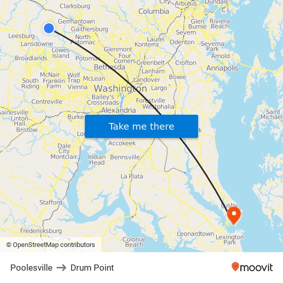 Poolesville to Drum Point map