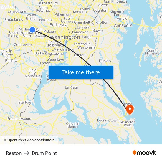 Reston to Drum Point map