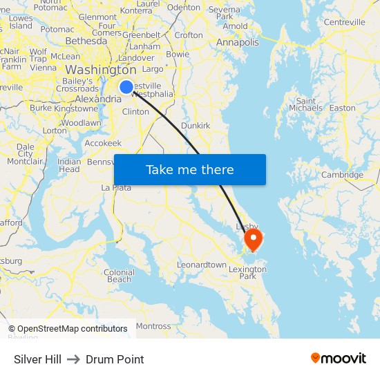 Silver Hill to Drum Point map