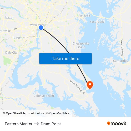 Eastern Market to Drum Point map