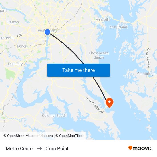 Metro Center to Drum Point map