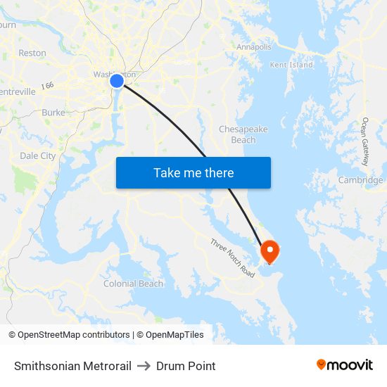 Smithsonian Metrorail to Drum Point map