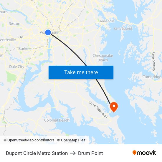 Dupont Circle Metro Station to Drum Point map