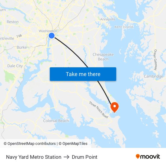 Navy Yard Metro Station to Drum Point map