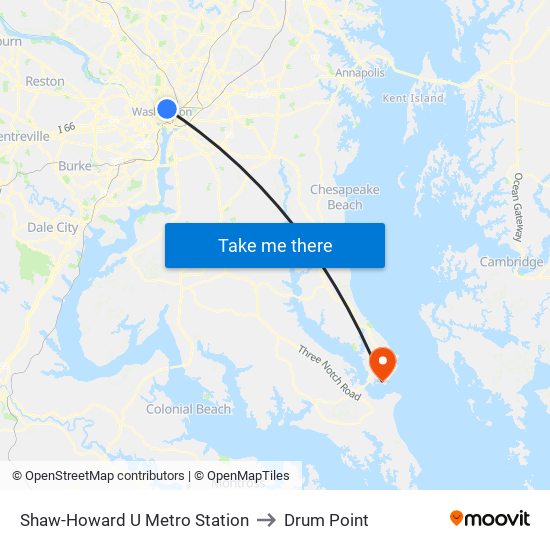 Shaw-Howard U Metro Station to Drum Point map