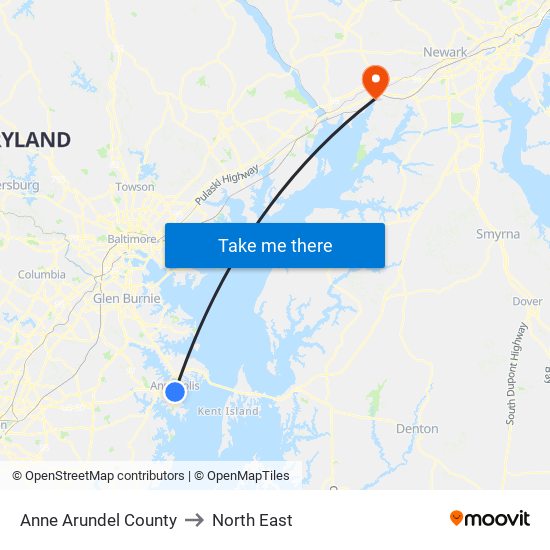 Anne Arundel County to North East map