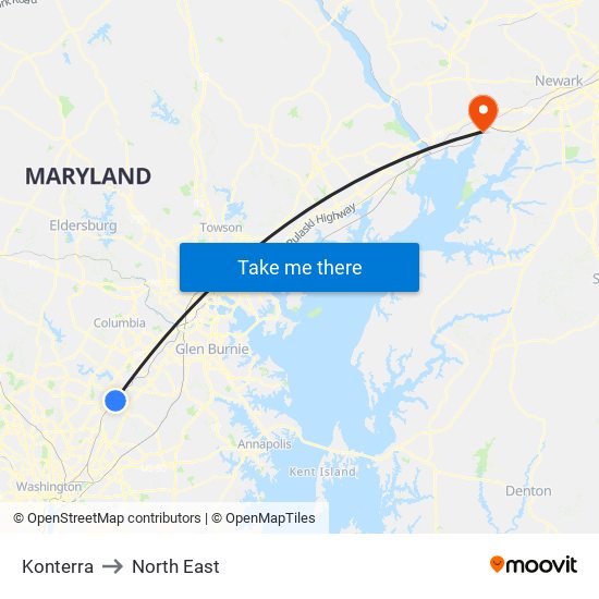 Konterra to North East map