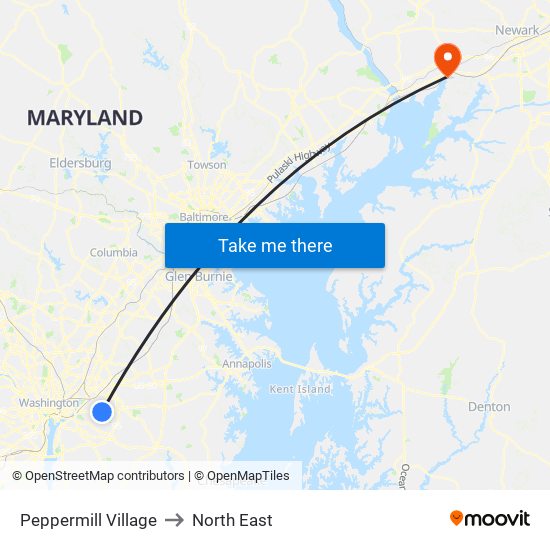 Peppermill Village to North East map