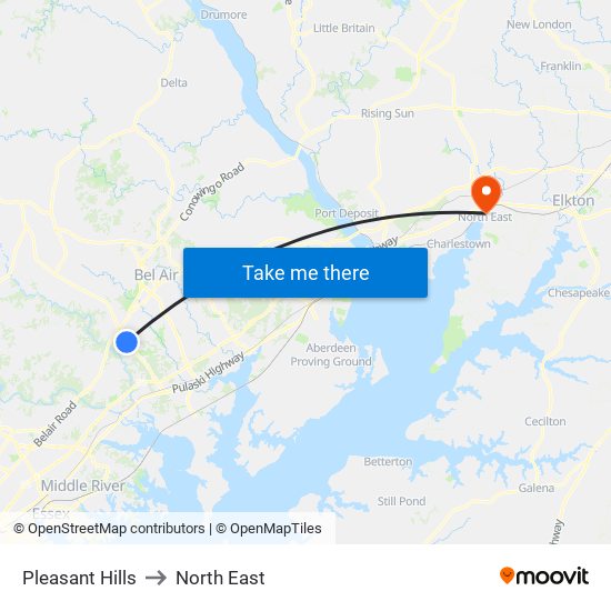 Pleasant Hills to North East map