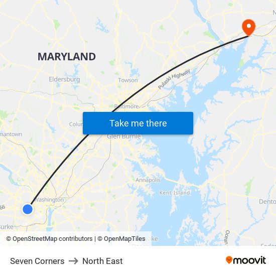 Seven Corners to North East map