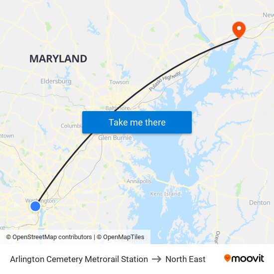 Arlington Cemetery  Metrorail Station to North East map