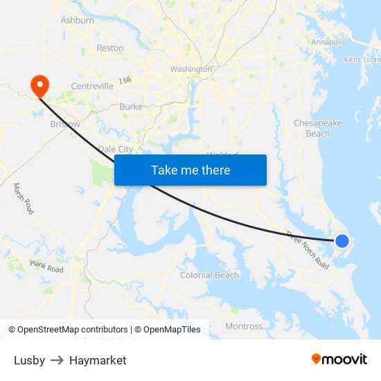 Lusby to Haymarket map