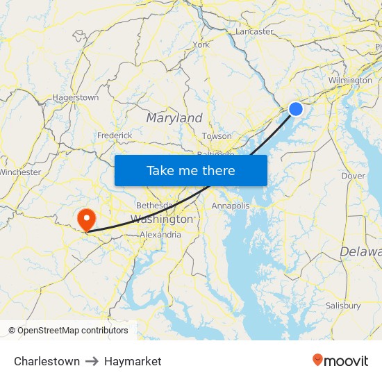 Charlestown to Haymarket map