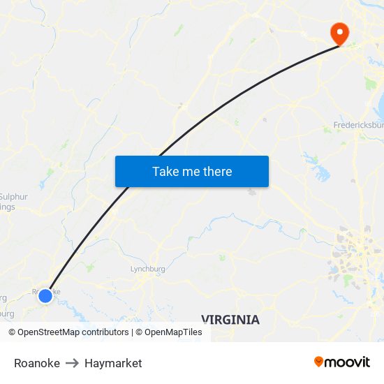 Roanoke to Haymarket map