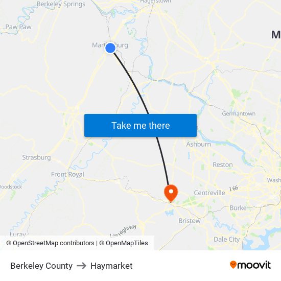 Berkeley County to Haymarket map