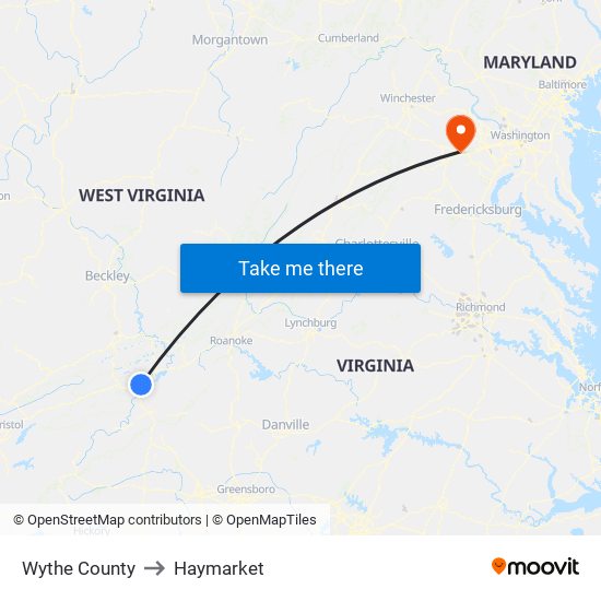 Wythe County to Haymarket map