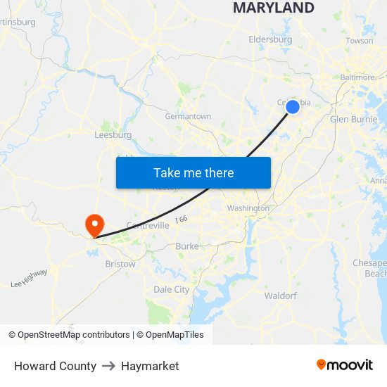 Howard County to Haymarket map