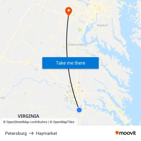 Petersburg to Haymarket map