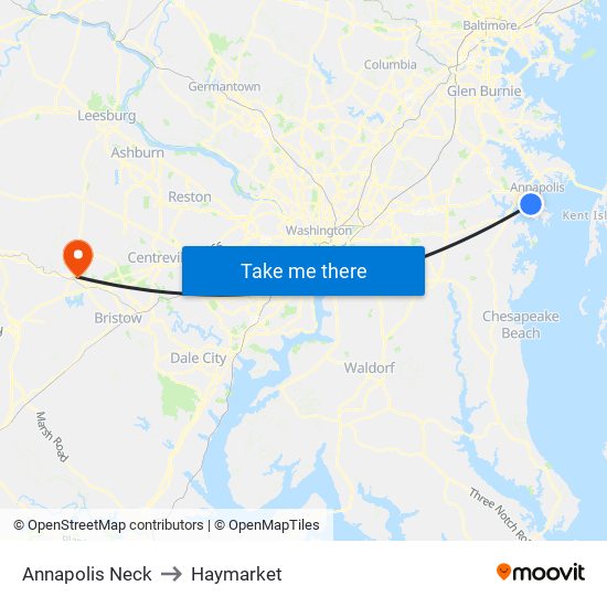 Annapolis Neck to Haymarket map