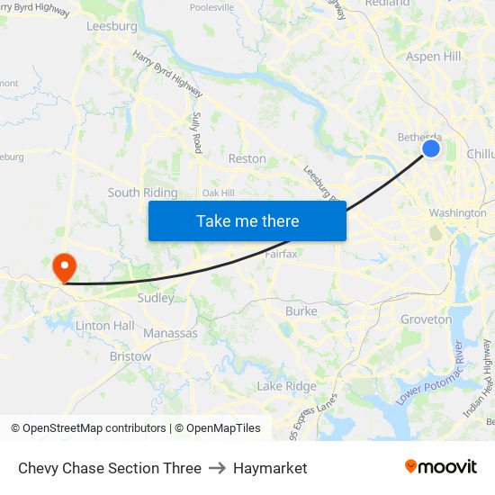 Chevy Chase Section Three to Haymarket map