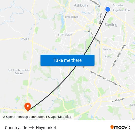 Countryside to Haymarket map