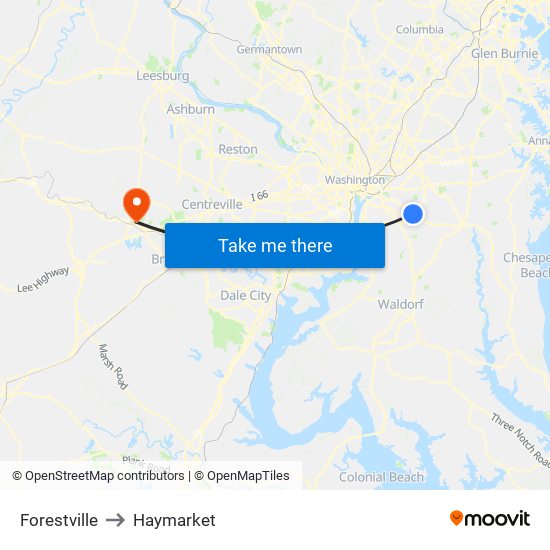 Forestville to Haymarket map