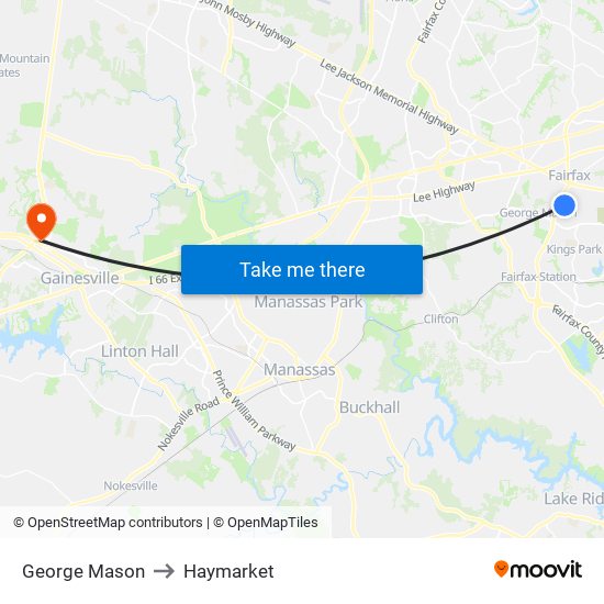 George Mason to Haymarket map