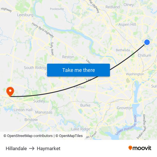 Hillandale to Haymarket map