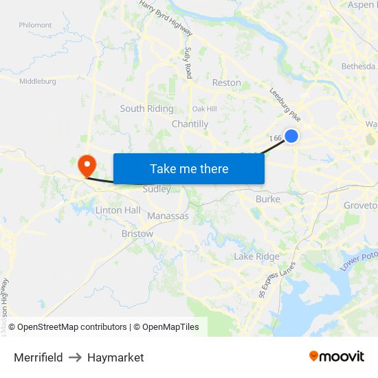 Merrifield to Haymarket map