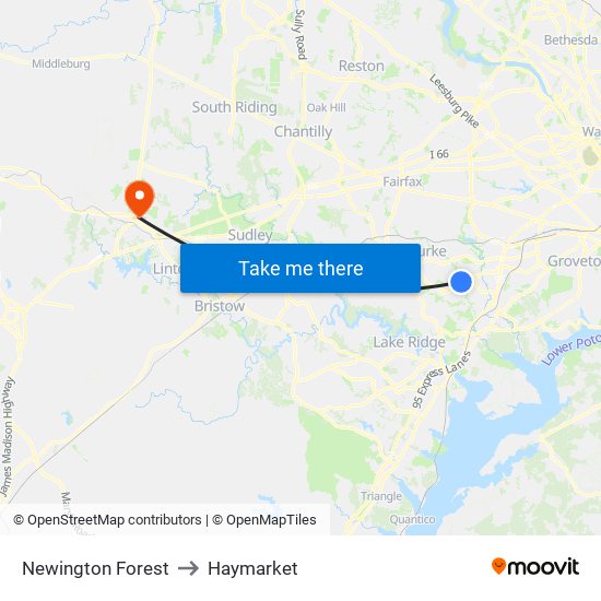 Newington Forest to Haymarket map