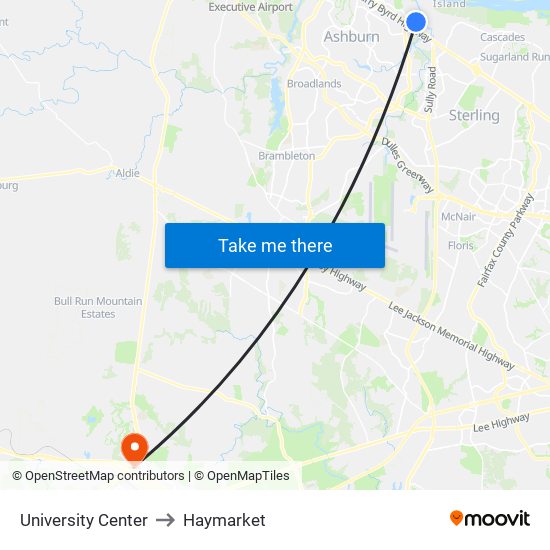 University Center to Haymarket map