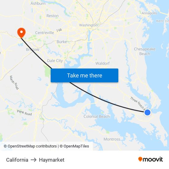 California to Haymarket map