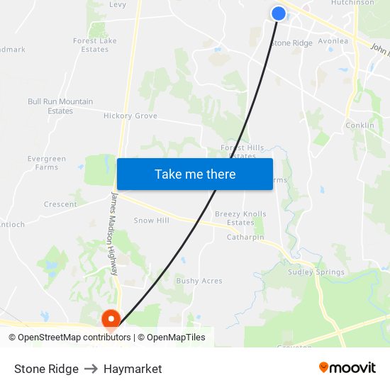 Stone Ridge to Haymarket map