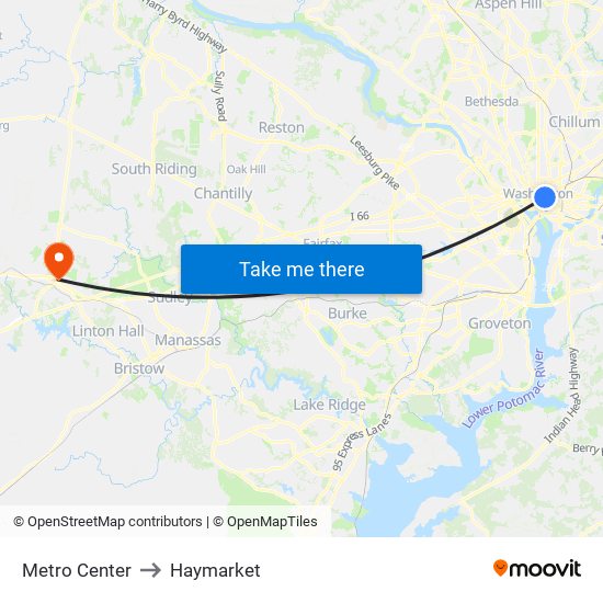 Metro Center to Haymarket map