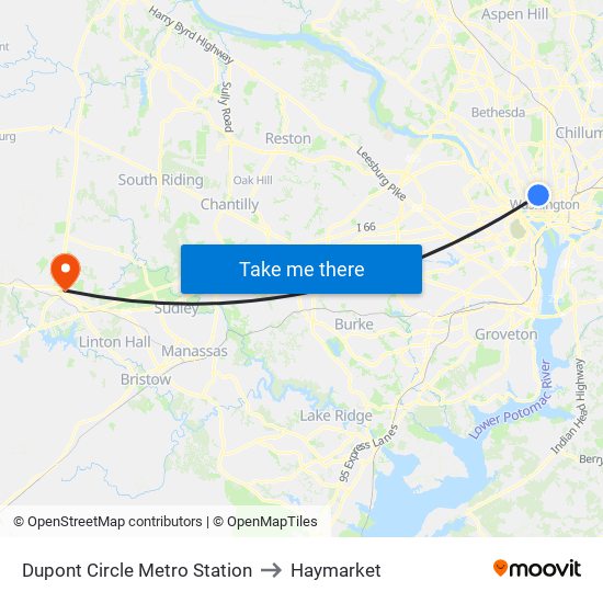 Dupont Circle Metro Station to Haymarket map